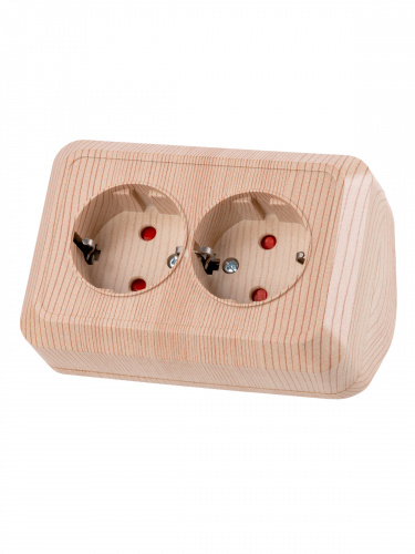 Розетка TDM угловая двойная 2П+3 открытой установки с з/ш IP20 250В 16А сосна "Ладога" (6/72) (SQ1801-0443) фото 8