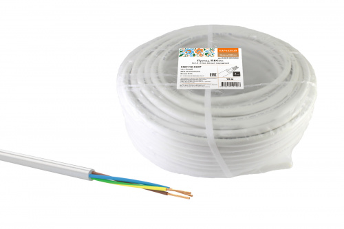 Провод НАРОДНЫЙ ПВСмб 3х1,5 (10м), белый (1/100/100) (SQ0118-0607)