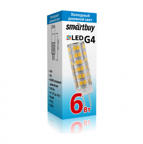 Лампа светодиодная SMARTBUY G4 6Вт 220V 6400K (капсульная, холодный свет) (SBL-G4220 6-64K)