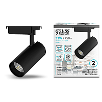 Светильник GAUSS трековый светодиодный цилиндр 32W 2750lm 4000K 180-240V IP20 75*220мм черный угол 24º 1/40 (TR073)
