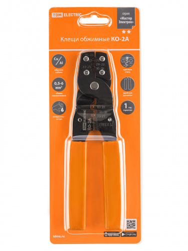 Клещи обжимные КО-2А, обжим неизолированных автоклемм 0,5-6 мм, "МастерЭлектрик" TDM (1/50) (SQ1001-0013) фото 2