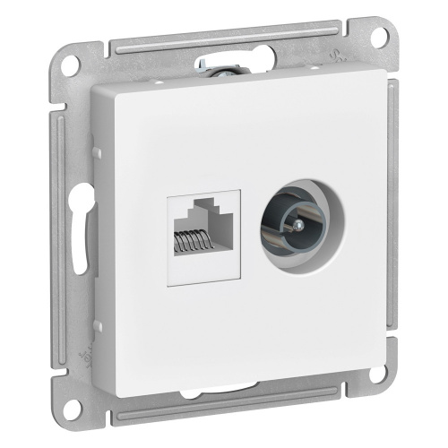 Механизм розетки компьютерной + TV 2-м С/У ATLASDESIGN RJ45 кат.5E + TV бел. Systeme Electric ATN000189 (1/10/60)