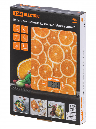 Весы электронные кухонные "Апельсины", стекло, деление 1 г, макс. 5 кг, TDM (1/20) (SQ4025-0003) фото 2