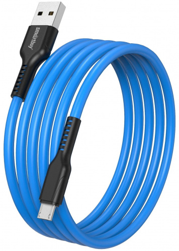 Кабель для зарядки и передачи данных S21 MicroUSB синий, 2.4 А, сил., 1 м, Smartbuy (iK-12-S21bb)