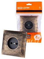 Розетка 2П 10А 250В старинная бронза с/у, "Лама" (1/10) TDM (SQ1815-0763)