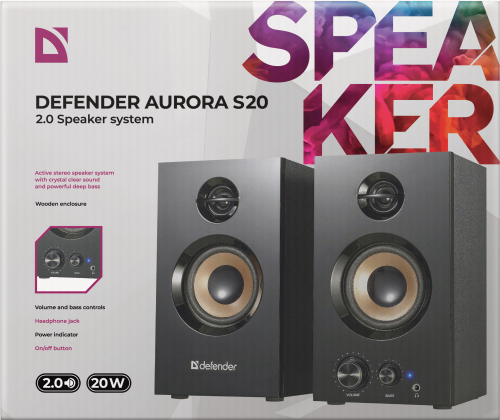 Акустическая 2.0 система DEFENDER  Aurora S20, USB (1/8) (65419) фото 5