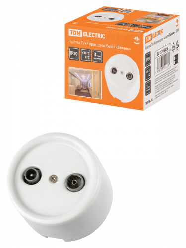 Розетка TDM TV+R проходная белая «Болонь» (1/72) (SQ1820-0056) Розетка TDM TV+R проходная белая «Болонь» (1/72) (SQ1820-0056)