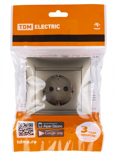 Розетка 2П+З 16А 250В с защ. шт. бронза , с/у, "Лама" (10/120) TDM (SQ1815-0711) фото 2