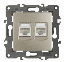 Розетка ЭРА, серии ЭРА Elegance, скрытой установки, 2хRJ45, IP20, шампань