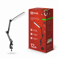 Светильник настольный светодиодный PLUS ССC-05Ч 12Вт 6500К 500Лм, USB, с адаптером, на струбцине ЧЕРНЫЙ IN HOME (1/15) (4690612045320)