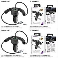 Блок питания автомобильный 1 USB, Type-C Borofone BZ31E Solid, PD30Вт, кабель Type-C, цвет: черный (1/37/148) (6941991112706)