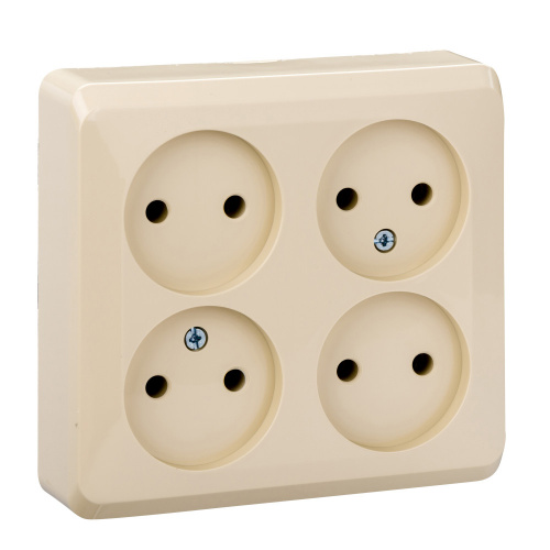 Розетка 4-м О/У ЭТЮД 16А IP20 без заземл. крем. Systeme Electric PA16-205K (1/7/84)