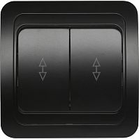 Выключатель SMARTBUY скрытая установка, проходной 2-клавишный 10А черный "Марс" (SBE-02b-10-SW22-0) (1/200)