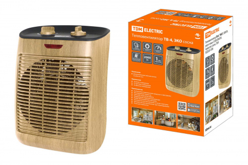 Тепловентилятор ТВ-4, "ЭКО", 2000 Вт, регул. мощн. (1200/2000 Вт), термостат, сосна, TDM (1/6) (SQ2520-1306)