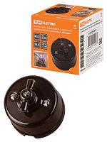 Выключатель фарфоровый поворотный 2-кл. с ручкой (бантик) 10А коричневый «Болонь» TDM (1/72) (SQ1820-0413)