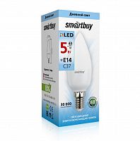 Лампа светодиодная SMARTBUY C37 5Вт 220V 4000K E14 (свеча, нейтральный свет) (10/100) (SBL-C37-05-40K-E14)