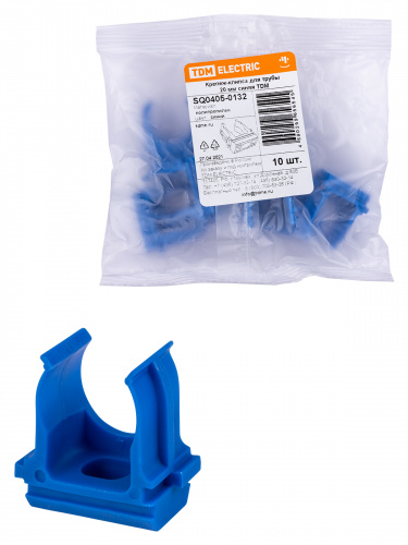 Крепеж-клипса для трубы ПНД 20 мм (10 шт.) синяя TDM (1/10/1400) (SQ0405-0132) Крепеж-клипса для трубы ПНД 20 мм (10 шт.) синяя TDM (1/10/1400) (SQ0405-0132)