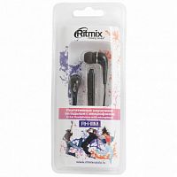 Проводные внутриканальные наушники RITMIX RH-112M  шнур 1.2 м, черные (1/10/400) (15118381)