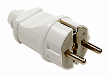 Вилка прямая с заземлением 16А белая 4140 IN HOME (30/300) (4690612000565)