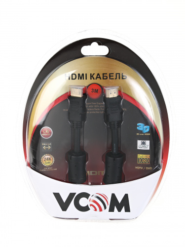 Кабель VCOM HDMI 19M/M ver 1.4+3D, позолоч. контакты, 2 фильтра, 3 м., блистер <VHD6020D-3MB> (1/32) фото 3