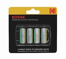 Сменные кассеты для бритья Kodak  30421981 Premium 5 лезвий 4 штуки для станка Prem Razor 5 (4/24/96) (Б0051171)