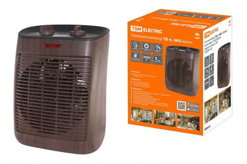 Тепловентилятор ТВ-4, "ЭКО", 2000 Вт, регул. мощн. (1200/2000 Вт), термостат, венге, TDM (1/6) (SQ2520-1307)