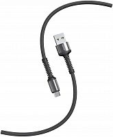 Кабель для зарядки и передачи данных S26 MicroUSB черн./сер., 3 А,QC,нейл.,1м,Smartbuy (iK-12-S26bg)