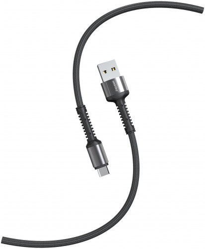 Кабель для зарядки и передачи данных S26 MicroUSB черн./сер., 3 А,QC,нейл.,1м,Smartbuy (iK-12-S26bg)