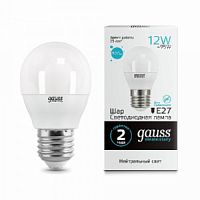 Лампа светодиодная GAUSS Elementary Шар 12W 920lm 4100K Е27 1/10/100 (53222)