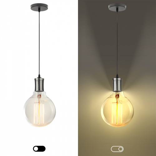 Cветильник ЭРА PL13 E27 - 2 PB подвес потолочный LOFT под лампу цоколь Е27 провод 1 м цвет жемчужно-черный (60/360) (Б0048523) фото 3