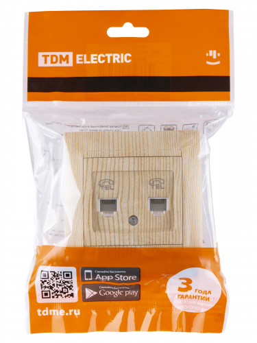 Розетка двойная телефонная RJ11 сосна , с/у, "Лама" (10/120) TDM (SQ1815-0318) фото 2 Розетка двойная телефонная RJ11 сосна , с/у, "Лама" (10/120) TDM (SQ1815-0318) фото 2