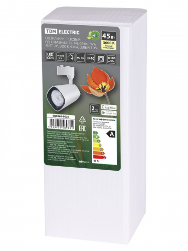 Светильник светодиодный TDM трековый однофазный TRL-02-045-WW 45 Вт, 24°, 3000 К, 90 Ra, белый, (1/20) (SQ0369-0020) фото 2