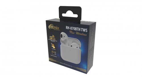 Беспроводные TWS-наушники RITMIX RH-870BTH Bluetooth 5.0 + EDR, белые (1/40) (80001123) фото 2