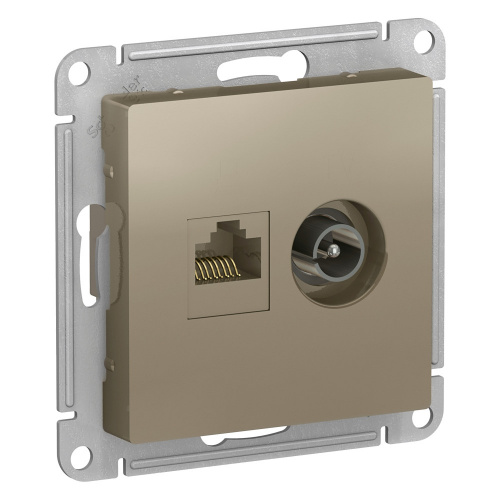 Механизм розетки компьютерной + TV 2-м С/У ATLASDESIGN RJ45 кат.5E + TV шампань Systeme Electric ATN000589 (1/10/60)