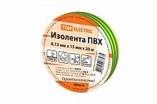 Изолента ПВХ 0,13*15мм Желто-Зеленая 20м TDM (1/10/240) (SQ0526-0017)