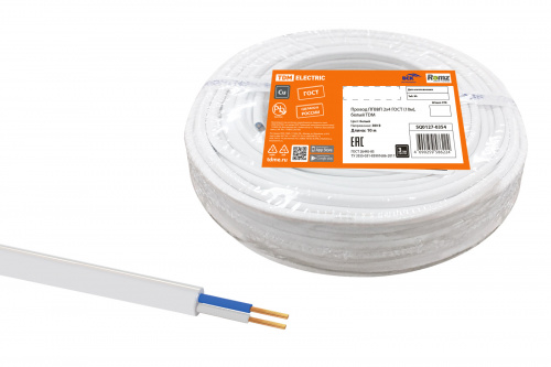Провод TDM ПГВВП 2х4 ГОСТ (10м), белый (1/10/10) (SQ0127-0354) Провод TDM ПГВВП 2х4 ГОСТ (10м), белый (1/10/10) (SQ0127-0354)