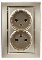 Розетка INTRO 2х2P, 16АХ-250В, скрытой установки, Plano, шампань (1/10/100/1800) (Б0030067)