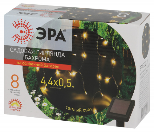 Гирлянда ЭРА ERASF22-29 садовая Бахрома на солнечной батарее холодный свет 2.8*0.5 м (1/24) (Б0053373) фото 2