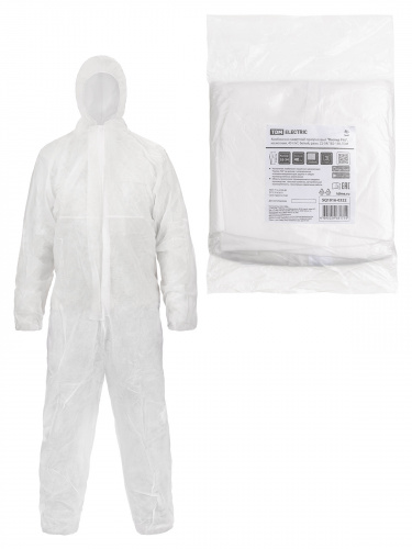 Комбинезон защитный одноразовый "Каспер Р40", на молнии, 40 г/м2, белый, разм. 52-54/182-188, TDM (1/40) (SQ1016-0322)