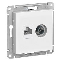 Механизм розетки компьютерной + TV 2-м С/У ATLASDESIGN RJ45 кат.5E + TV бел. Systeme Electric ATN000189 (1/10/60)
