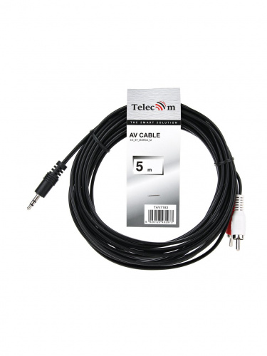 Кабель соединительный TELECOM 3.5 Jack (M) / 2xRCA (M), стерео, аудио, 5 м. (1/100) (TAV7183-5M) фото 3
