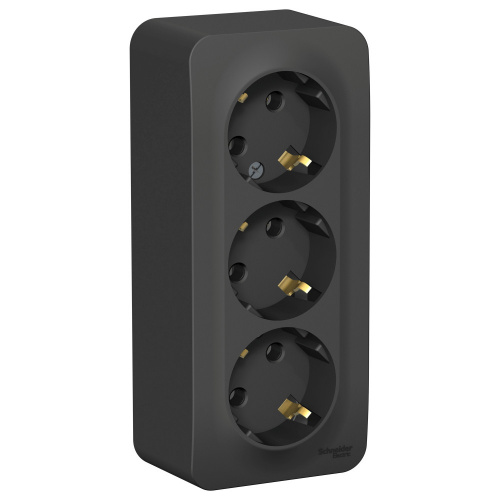 Розетка 3-м О/У BLANCA 16А IP20 250В с заземл. без защ. шторок с изолир. пластиной антрацит Systeme Electric BLNRA010316 (1/5/10)