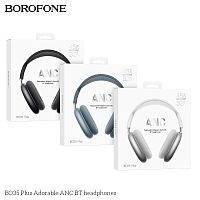 Наушники полноразмерные Borofone BO35 Plus Adorable, магнитные амбушюры, bluetooth 5.4, ANC, AUX, цвет: синий (1/40) (6941991121258)