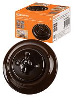 Выключатель скрытой установки фарфоровый поворотный с ручкой (бантик) 10А коричневый «Болонь» TDM (SQ1820-0420)