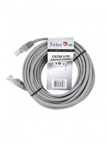 Патч-корд литой TELECOM UTP Кат. 5е, серый, 10 м. (1/50) (NA102--10M) фото 3