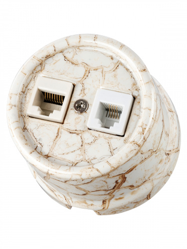Розетка TDM телефонная RJ11 + компьютерная RJ45 мраморная «Болонь» (1/72) (SQ1820-0152) фото 6 Розетка TDM телефонная RJ11 + компьютерная RJ45 мраморная «Болонь» (1/72) (SQ1820-0152) фото 6