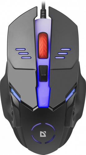 Мышь проводная игровая DEFENDER Ultra Gloss MB-490, USB, подсветка 7 цветов, 4 кнопки, 800-1000dpi, черный (1/40) (52490)