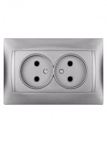 Розетка двойная 2П 10А 250В серебр. металлик "Лама" (1/7/84) TDM (SQ1815-0224) фото 4 Розетка двойная 2П 10А 250В серебр. металлик "Лама" (1/7/84) TDM (SQ1815-0224) фото 4