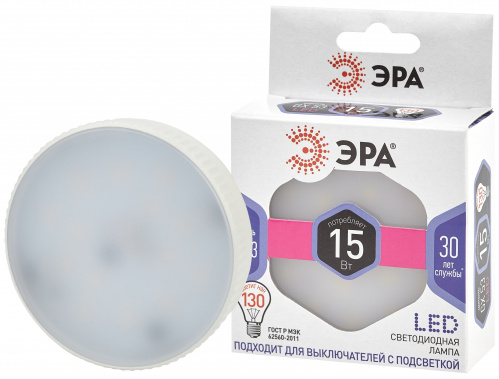 Лампа светодиодная ЭРА STD LED GX-15W-860-GX53 GX53 15Вт таблетка холодный дневной свет (1/100) (Б0048021)