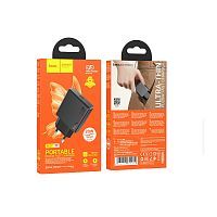 Блок питания сетевой 1 USB, 1 Type-C HOCO N37 Delgado, 3000mA, пластик, QC3.0, PD20Вт, цвет: чёрный (1/23/230) (6942007610070)